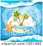 Poster, Art Print Of Dolphin Leaping Over A Beach And Starfish 3