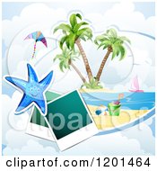 Poster, Art Print Of Starfish Over A Beach With Instant Photos 2
