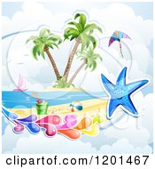 Poster, Art Print Of Starfish With A Colorful Splash Over A Beach