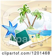 Poster, Art Print Of Starfish Over A Beach With Instant Photos