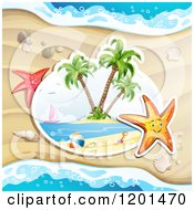 Poster, Art Print Of Happy Starfish Over A Beach Scene