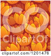 Poster, Art Print Of Seamless Orange Tulip Flower Background Pattern