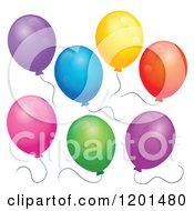 Cartoon Of A Group Of Floating Colorful Birthday Party Balloons And Strings Royalty Free Vector Clipart