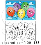 Cartoon Of Black And White And Colored Birthday Party Balloons Royalty Free Vector Clipart