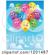 Poster, Art Print Of Bundle Of Colorful Happy Birthday Party Balloons In The Sky