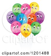 Poster, Art Print Of Bundle Of Colorful Happy Birthday Party Balloons And Strings