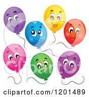 Poster, Art Print Of Group Of Floating Colorful Happy Birthday Party Balloons And Strings