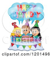 Poster, Art Print Of Children Around A Cake Shouting Happy Birthday At A Party