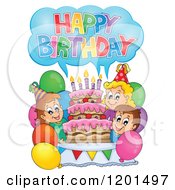 Poster, Art Print Of Children Shouting Happy Birthday Around A Cake At A Party