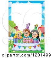 Poster, Art Print Of Happy Talking Children Around A Cake At A Birthday Party Frame 2