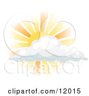 Sun Shining Behind A Cloud Clipart Illustration by AtStockIllustration