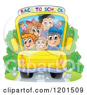 Poster, Art Print Of Crowded Bus With A Driver And Children And Back To School Banner