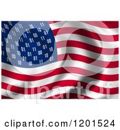 Poster, Art Print Of 3d Rippling American Usa Spy Flag With Binary Instead Of Stars