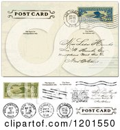 Poster, Art Print Of Vintage Post Card With A Postmark Cash And Stamps