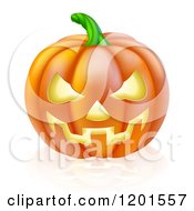 Poster, Art Print Of Grinning Carved Halloween Jack O Lantern Pumpkin And Reflection