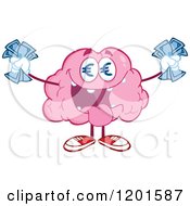Poster, Art Print Of Pink Brain Mascot With Euro Eyes And Cash