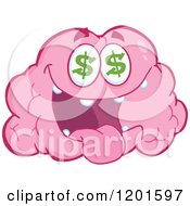 Poster, Art Print Of Pink Brain Mascot With Dollar Eyes