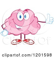 Poster, Art Print Of Pleased Pink Brain Mascot Holding A Thumb Up