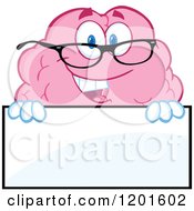 Poster, Art Print Of Pink Brain Mascot Wearing Glasses And Holding A Sign