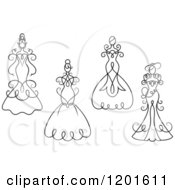 Poster, Art Print Of Black And White Swirly Brides In Wedding Dresses Or Gowns