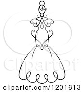 Clipart Of A Black And White Swirly Bride In A Wedding Dress Or Gown 2 Royalty Free Vector Illustration