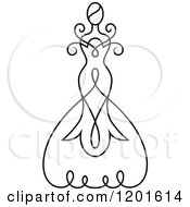 Clipart Of A Black And White Swirly Bride In A Wedding Dress Or Gown 3 Royalty Free Vector Illustration