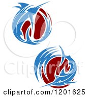 Clipart Of Leaping Marlin Fish And Waves Royalty Free Vector Illustration