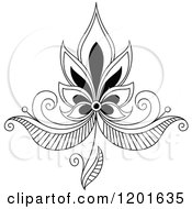 Clipart Of A Black And White Henna Flower 7 Royalty Free Vector Illustration