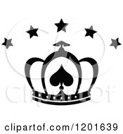 Clipart Of A Black And White Crown With Stars Royalty Free Vector Illustration