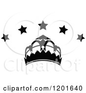Clipart Of A Black And White Crown With Stars 2 Royalty Free Vector Illustration