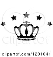 Poster, Art Print Of Black And White Crown With Stars 3