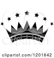Clipart Of A Black And White Crown With Stars 4 Royalty Free Vector Illustration