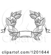 Poster, Art Print Of Grayscale Leaf And Ribbon Wreath Coat Of Arms