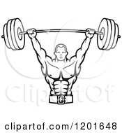 Poster, Art Print Of Black And White Male Bodybuilder Lifting A Barbell Weight