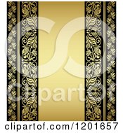 Poster, Art Print Of Vintage Black And Gold Ornate Background With Text Space