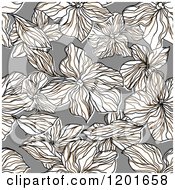 Clipart Of A Seamless Pattern Of White Flowers On Gray Royalty Free Vector Illustration