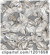 Poster, Art Print Of Seamless Pattern Of White Flowers On Gray