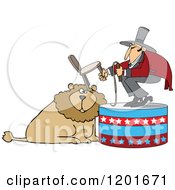 Poster, Art Print Of Circus Tamer Holding A Chair And Whip Over A Lion