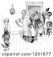 Poster, Art Print Of Vintage Black And White Mother With A Baby And Children