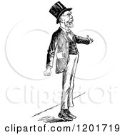 Clipart Of A Vintage Black And White Man Gesturing And Speaking Royalty Free Vector Illustration