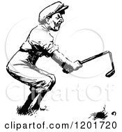 Poster, Art Print Of Vintage Black And White Angry Golfer Breaking A Club
