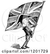 Poster, Art Print Of Vintage Black And White Britsh Patriot With A Flag