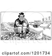 Clipart Of A Vintage Black And White Coal Dealer Royalty Free Vector Illustration