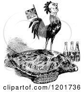 Clipart Of A Vintage Black And White Crowing British Man On A Turtle Royalty Free Vector Illustration by Prawny Vintage