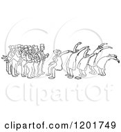 Poster, Art Print Of Vintage Black And White Group Of Men And Followers Bowing