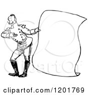 Poster, Art Print Of Vintage Black And White Soldier Presenting A Scroll Sign