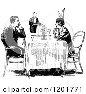 Poster, Art Print Of Vintage Black And White Happy Couple Dining