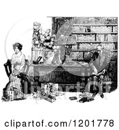 Poster, Art Print Of Vintage Black And White Couple In A Library