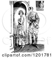 Poster, Art Print Of Vintage Black And White Lady And Injured Soldier