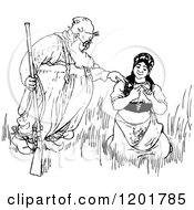 Clipart Of A Vintage Black And White Dutch Couple Royalty Free Vector Illustration
